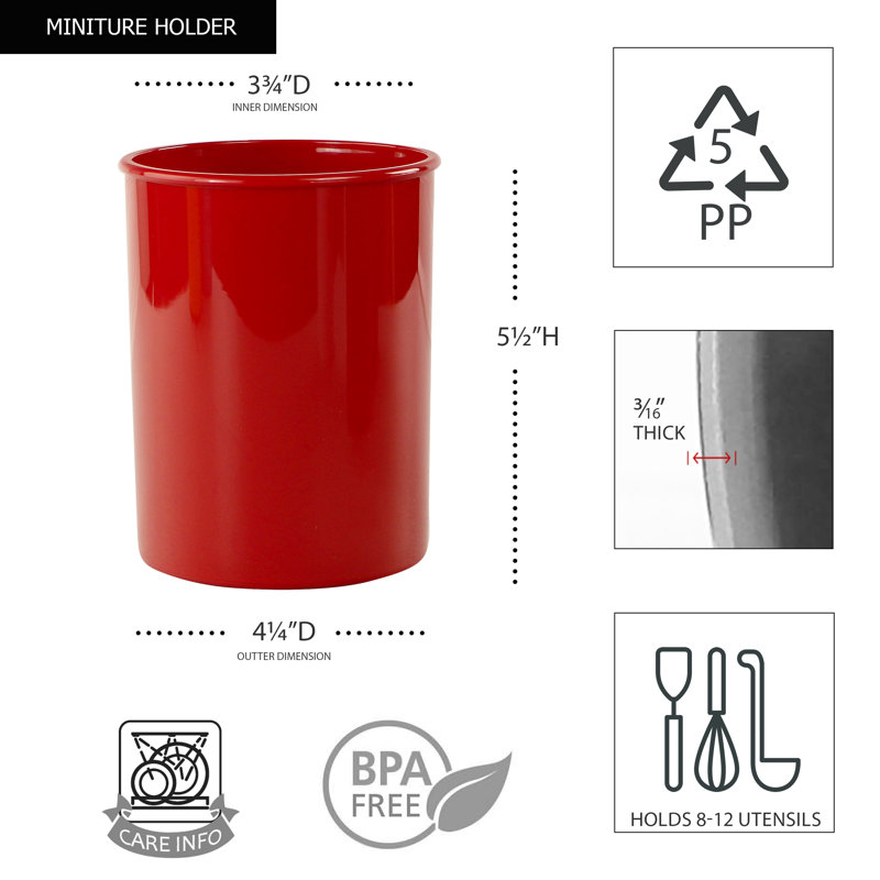 Pot à ustensiles en plastique, Rouge