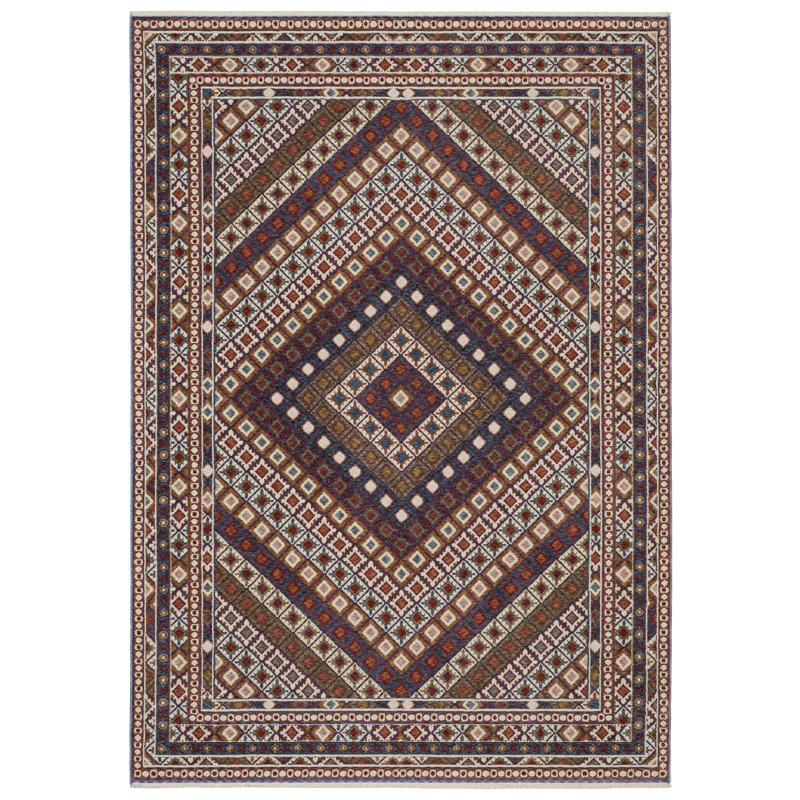 Tapis rouge / multicolore Suhaan, Rectangle 7 pi 10 po x 10 pi 10 po