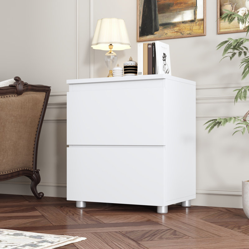 19'' H X 15.7'' W 2-Drawer Nightstand(Single), White