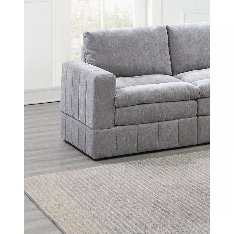 Ensemble de canapé modulaire contemporain 6 pièces 1 pièce / 1 fauteuil à accoudoirs / 1 pièce 1X, Gris