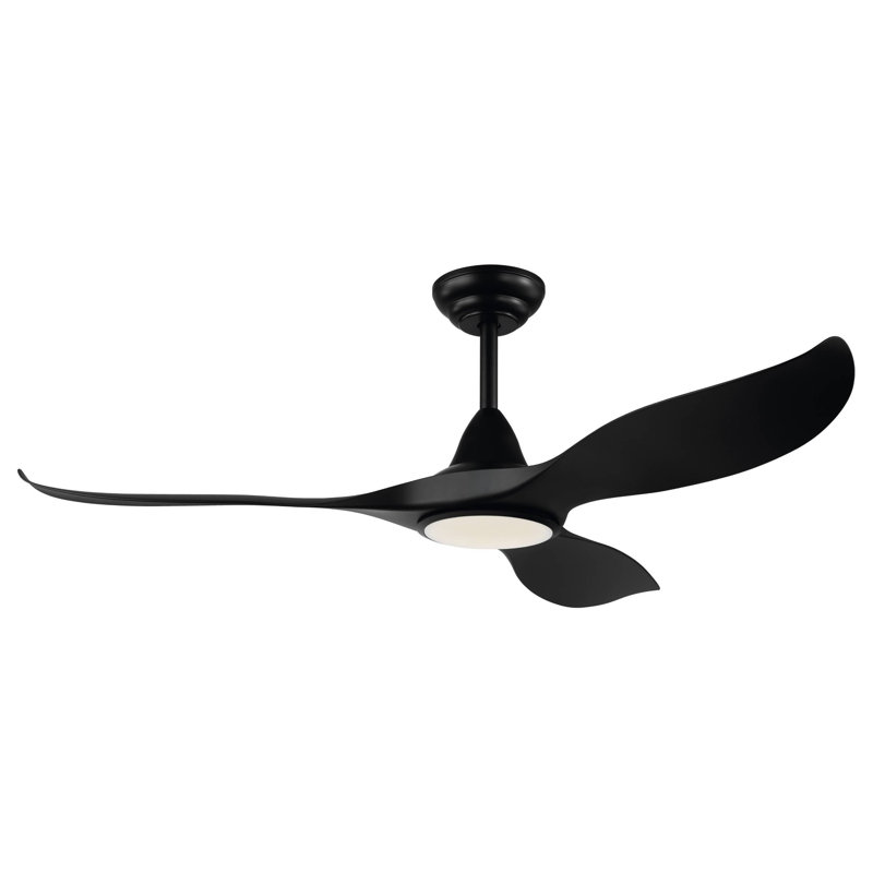 Deramus 132cm Ceiling Fan with LED Lights, Black, Black