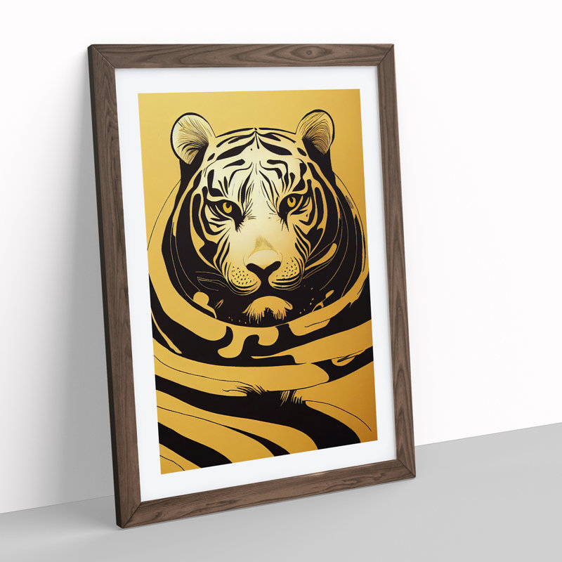 Unique Tiger Art No.1 Abstract - Single Picture Frame Print, Walnut Framed, 64cm H x 46cm W x 2cm D