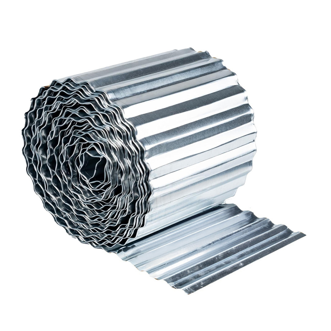 Corrugated Metal Lawn Edging Garden Border Roll - 12m