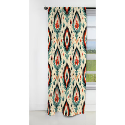 Ikat orange et beige artisanal Heritage - rideau ikat - rideau ikat occultant en velours - 1 panneau