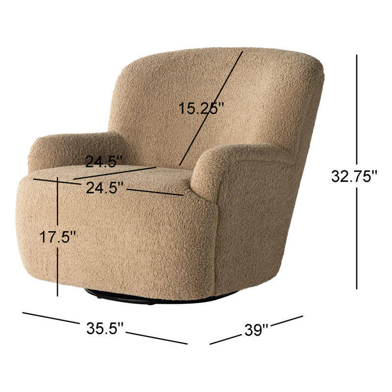 Maxton Upholstered Swivel Armchair, Sheepskin Camel Sherpa