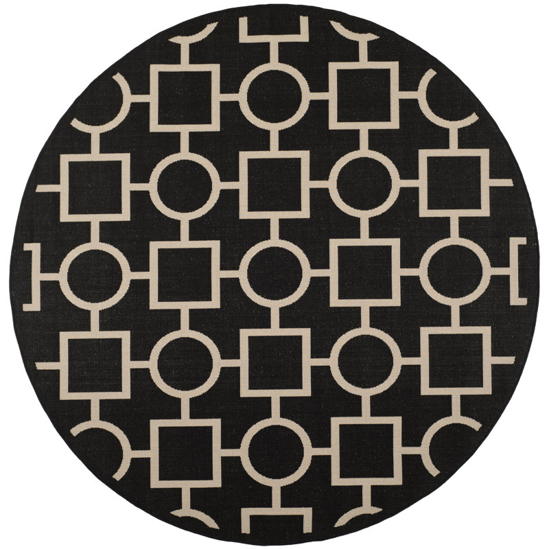 Courtyard Performance Geometric Rug, Round 7'10"