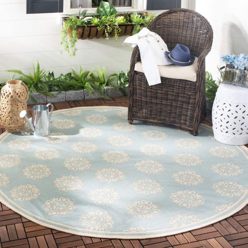 Frankee Performance Ikat Indoor/Outdoor Area Rug, Round 8'