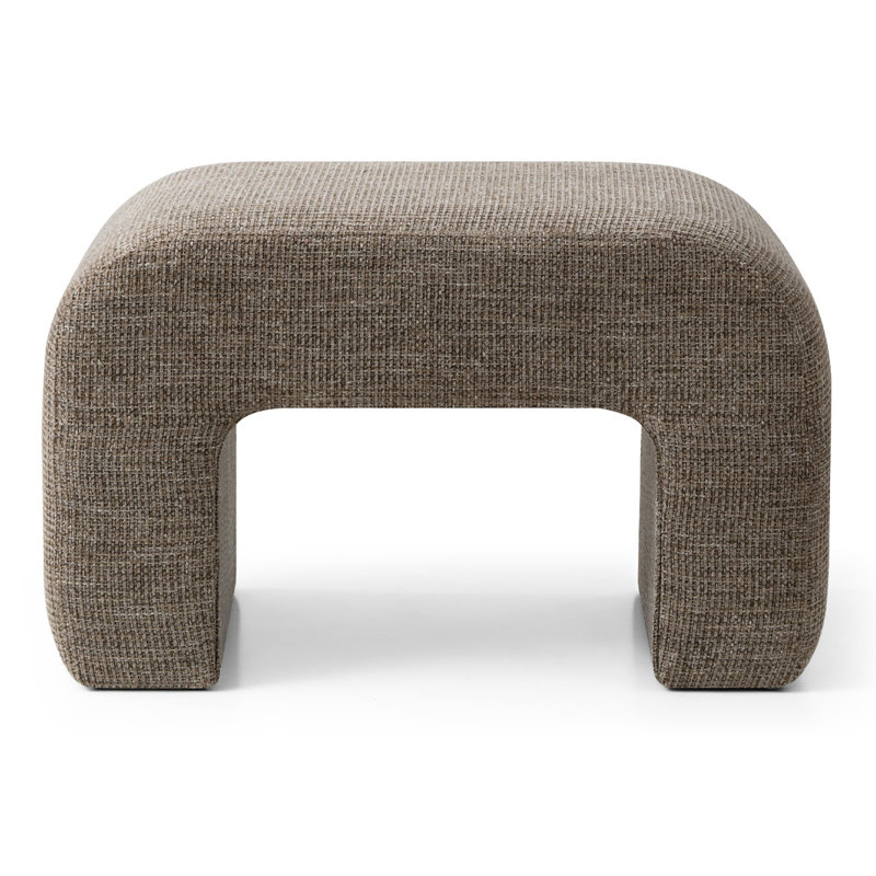 29" Fully Upholstered Small Ottoman, Light Brown