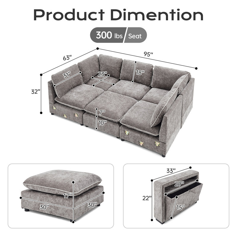 Composant pour canapé_1472_Chaise simple, Gris