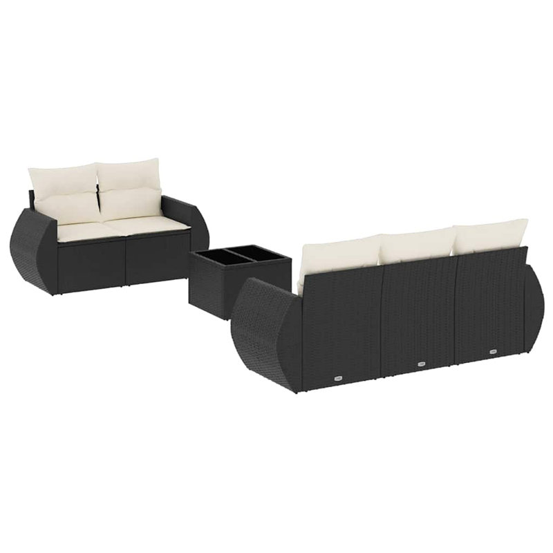 Ensemble de canapé de jardin en rotin PE Vidaxl, acier thermolaqué, verre trempé