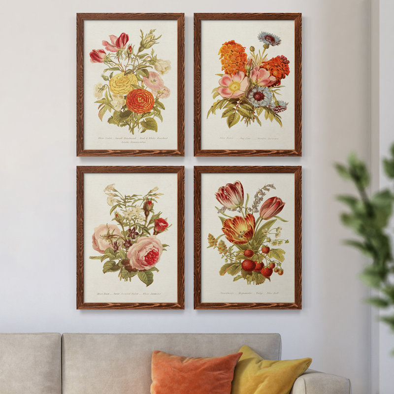Antique Floral Bouquet I, toile de qualité supérieure - prête à être accrochée, H 31,5 po x l 47 po x P 1,5 po, Érable