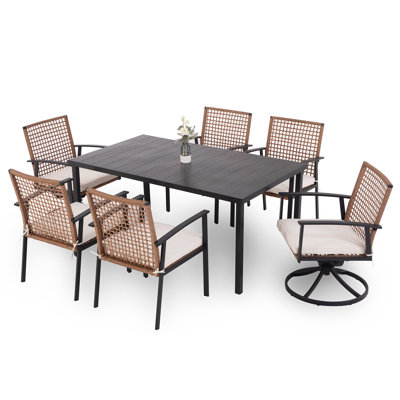 Red Barrel Studio 6 - Person Rectangular Outdoor Swivel Dining Set with Cushions