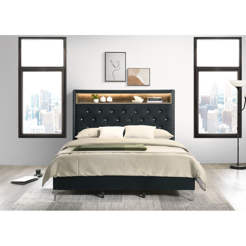 Javan Upholstered Storage Bed, Super King (6'), Black