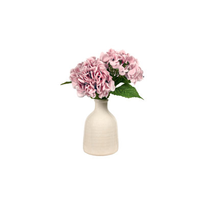 Pink Real-touch Hydrangeas In Cream Ceramic Bottle