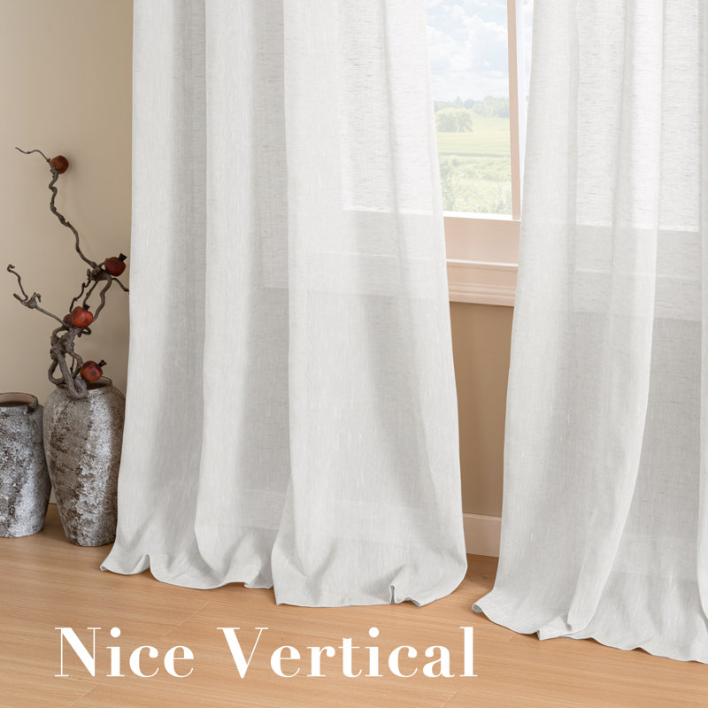 Linen Blended Textured Semi-Sheer Grommet Curtains - 37"/52" Widths Semi-Private & Light-Filtering Linen-Style Panels for Bedroom 