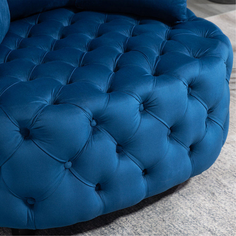 Fauteuil d'appoint / fauteuil demi-tonneau classique pour salon / fauteuil de loisir moderne (bleu), Blue