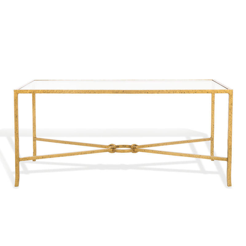 Table basse Markley, Laiton, Verre trempé transparent