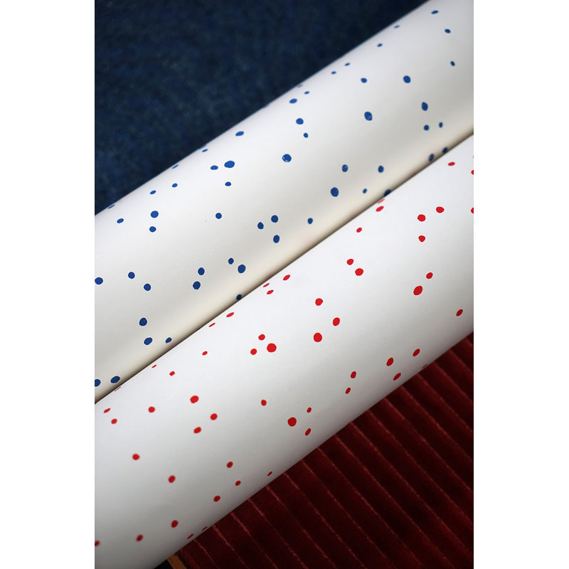 Albert Hadley Polka Dots Wallpaper Roll, Blue on White