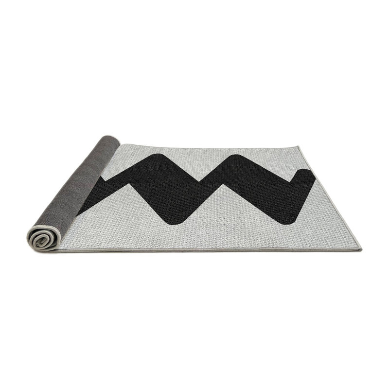 Tapis noir/gris à motifs Hoy, Rond 4 pi