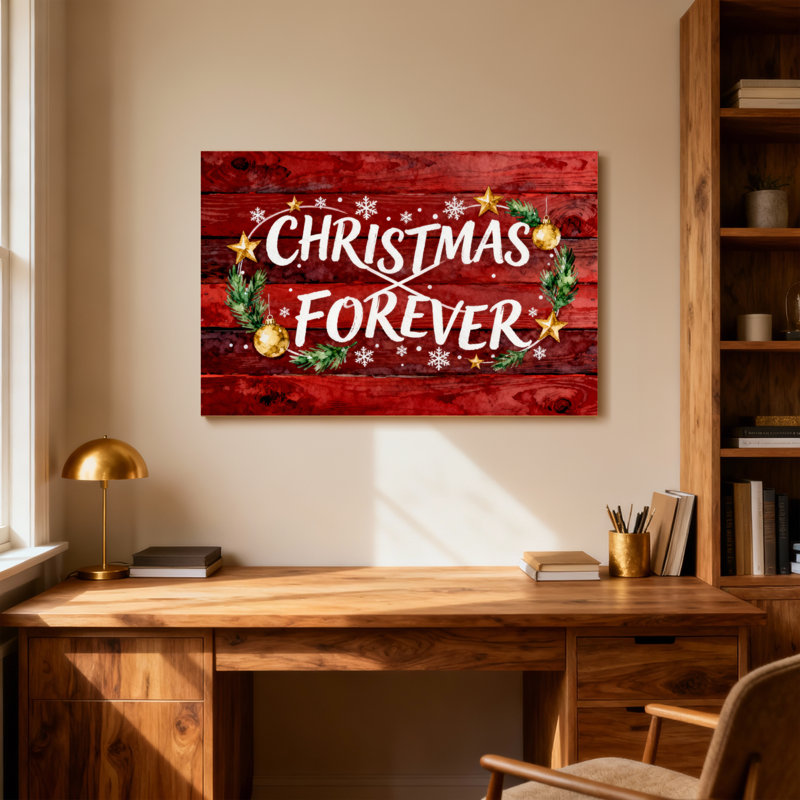 Conception de planche de bois Christmas Christmas Forever avec étoiles et flocons de neige, H 28 po x l 40 po