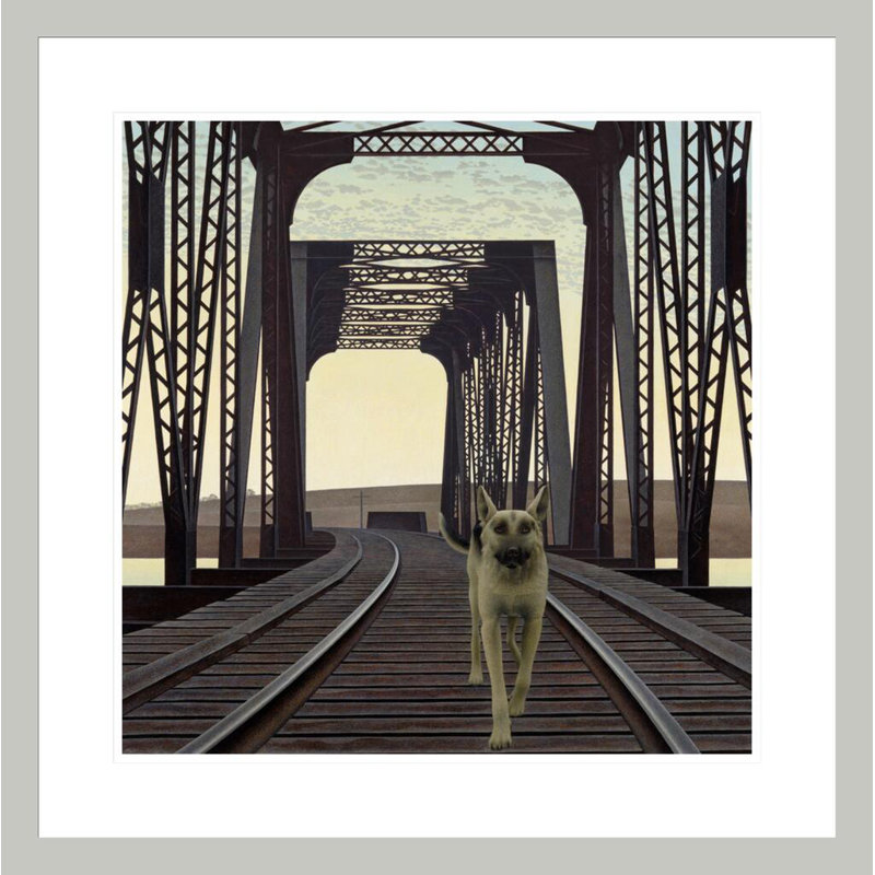 «Dog and Bridge» par Alex Colville - impression giclée encadrée, H 23,61 po x l 23,5 po