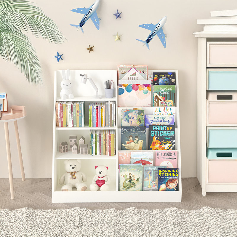 Bibliothèque à 4 niveaux en bois, Blanc