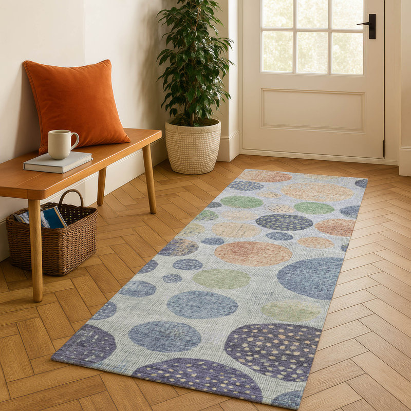 Tapis géométrique de qualité supérieure lavable à la machine Jakiyra AMF1899, Tapis de couloir 2 pi 3 po x 7 pi 6 po