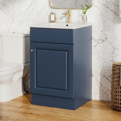 Meuble-lavabo simple autoportant moderne de 20 po avec lavabo, porte et tablettes réglables, petite salle de bain