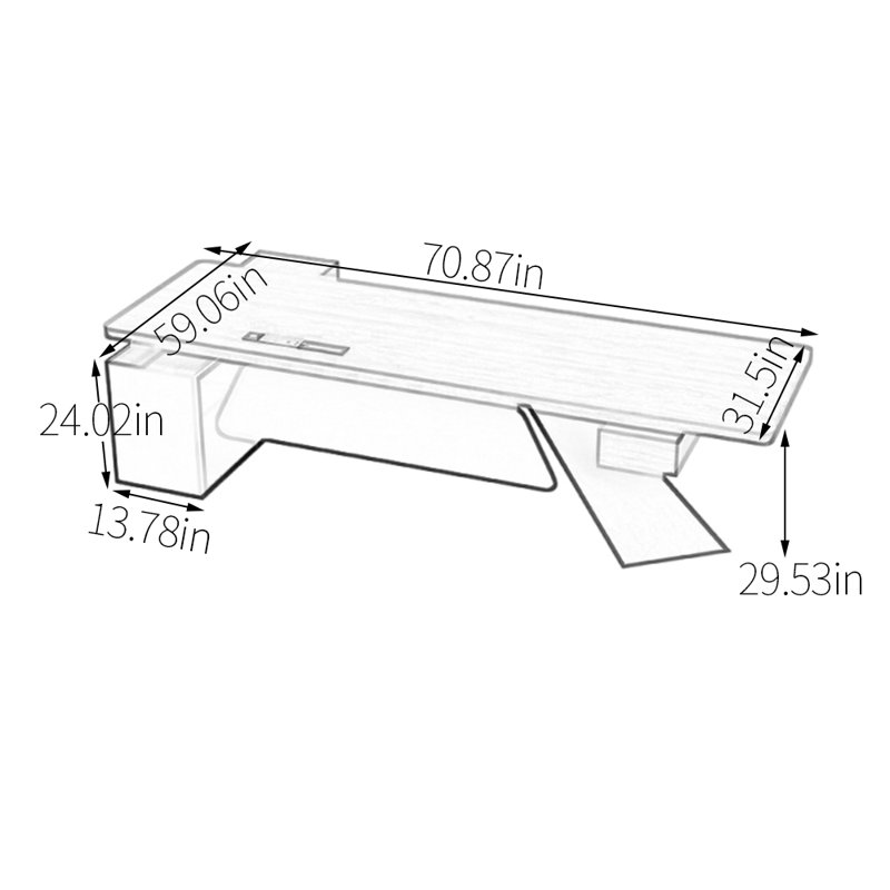 Surface de travail spacieuse et fonctionnelle, Brun, H 29,53 po x l 70,87 po x P 59,06 po