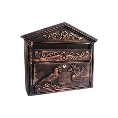 Mailbox Wall Mount, Locking Mailbox for Outside, Rust-Proof Hanging Secured Postbox, Security Key Drop Box, (Retro bird)
