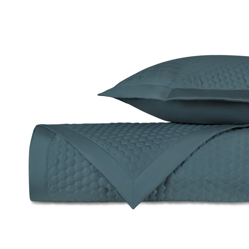 Apiary Standard Cotton Coverlet Set, California King Coverlet + 2 Shams, Teal