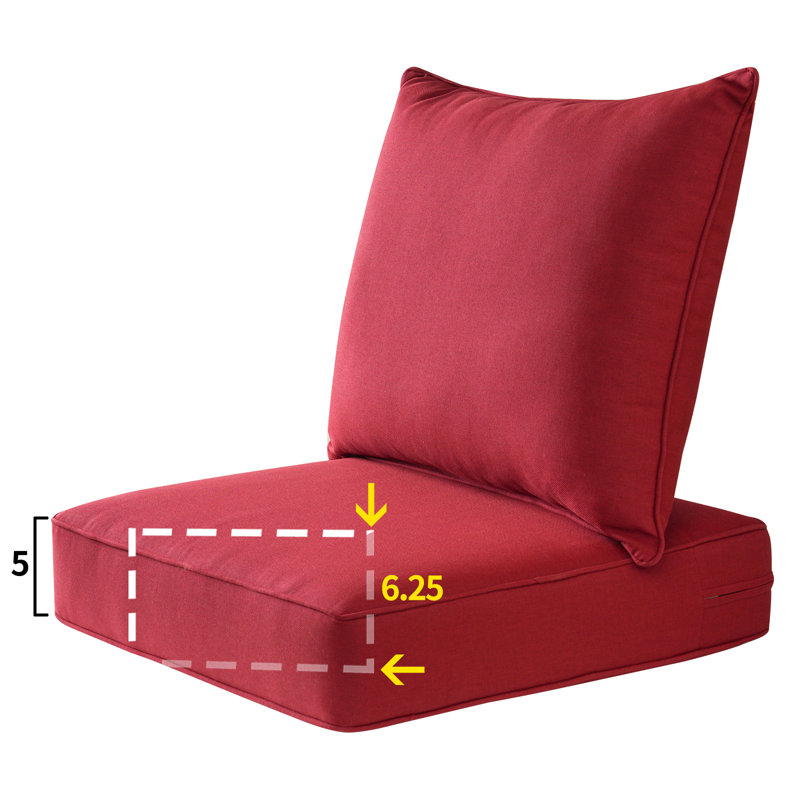 Outdoor/Indoor Chair Cushion Set, Deep Seat Patio Furniture Replacement Cushions, Red