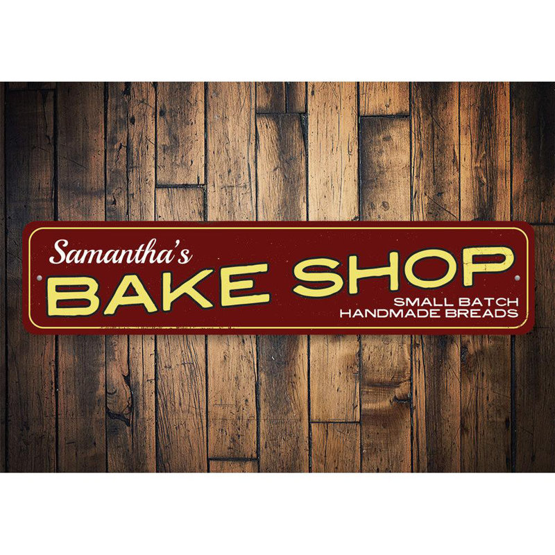 Plaque en aluminium personnalisée «Bake Shop», H 6 po x l 24 po x P 0,06 po