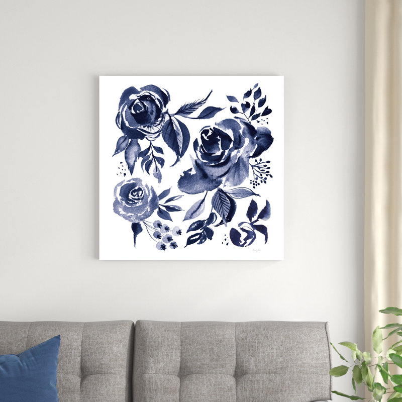 «Delft Delight IV DB No Words» par Kristy riz, peinture sur toile tendue, H 30 po x l 30 po
