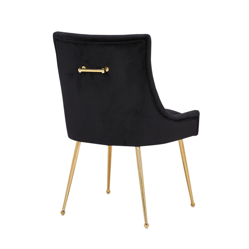 Chaise d'appoint en velours et acier inoxydable, Noir