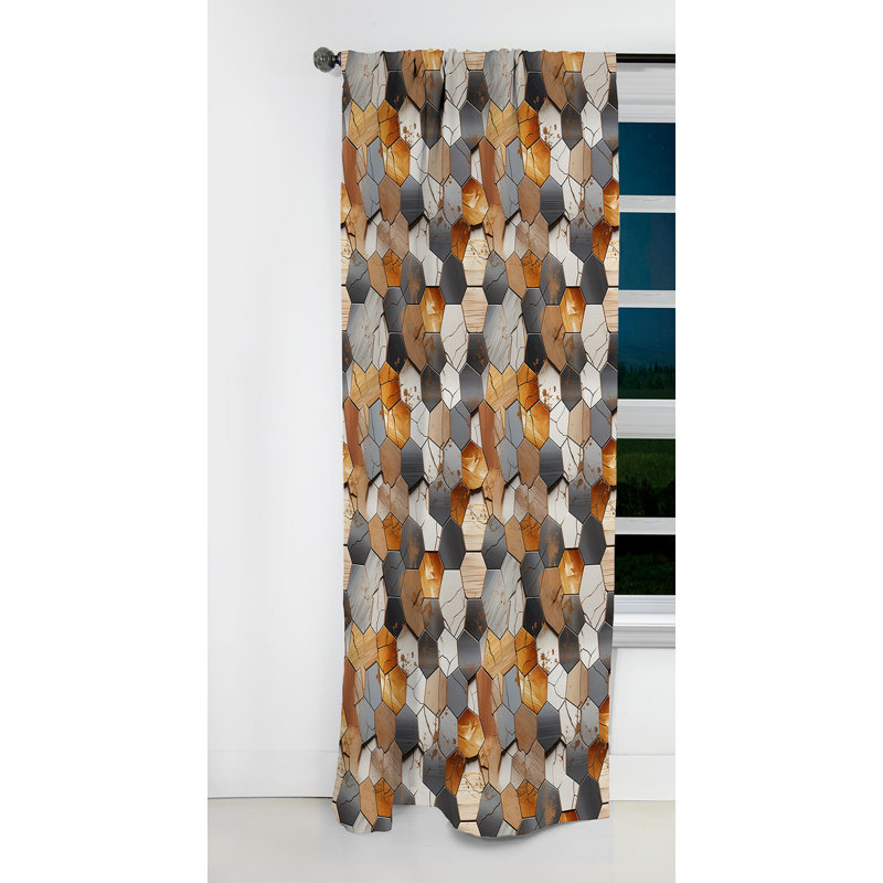 Rustic Hexagons Boho Motif I - Rideau abstrait - Rideau géométrique occultant - 1 panneaux, L 52 po x L 84 po