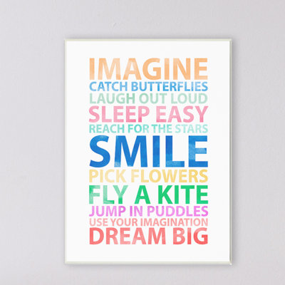 Grande plaque murale Gupton Imagine, Smile, Dream Big