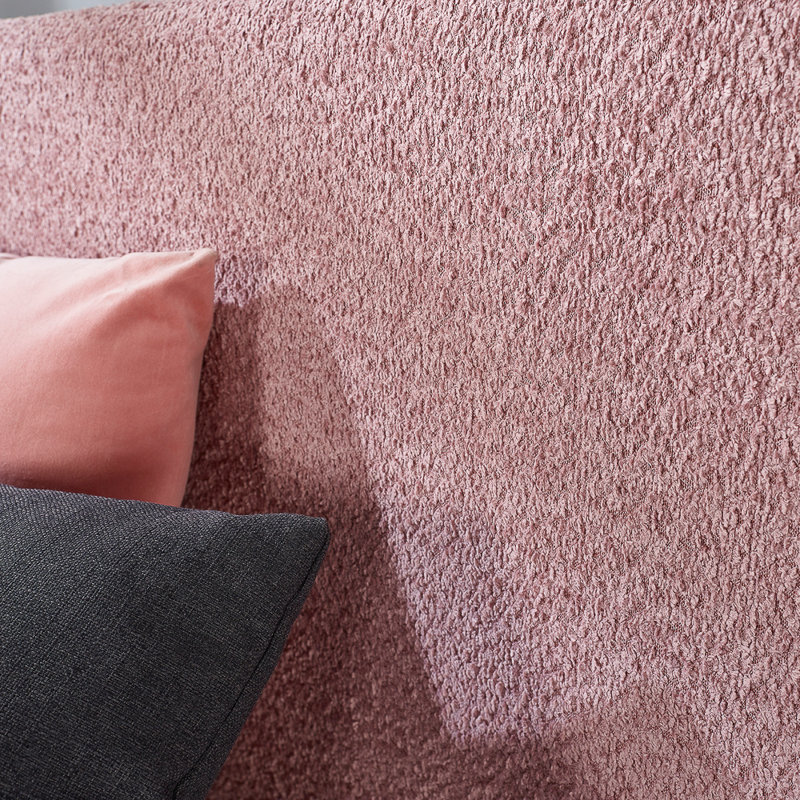 Bouclé Upholstered Garland Ottoman Bed Frame, Super King (6'), Blush
