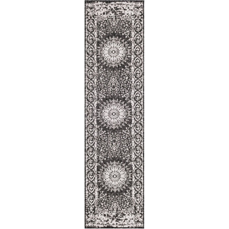 Tapis noir et blanc Contemporary Hitchens, Tapis de couloir 2 pi x 8 pi