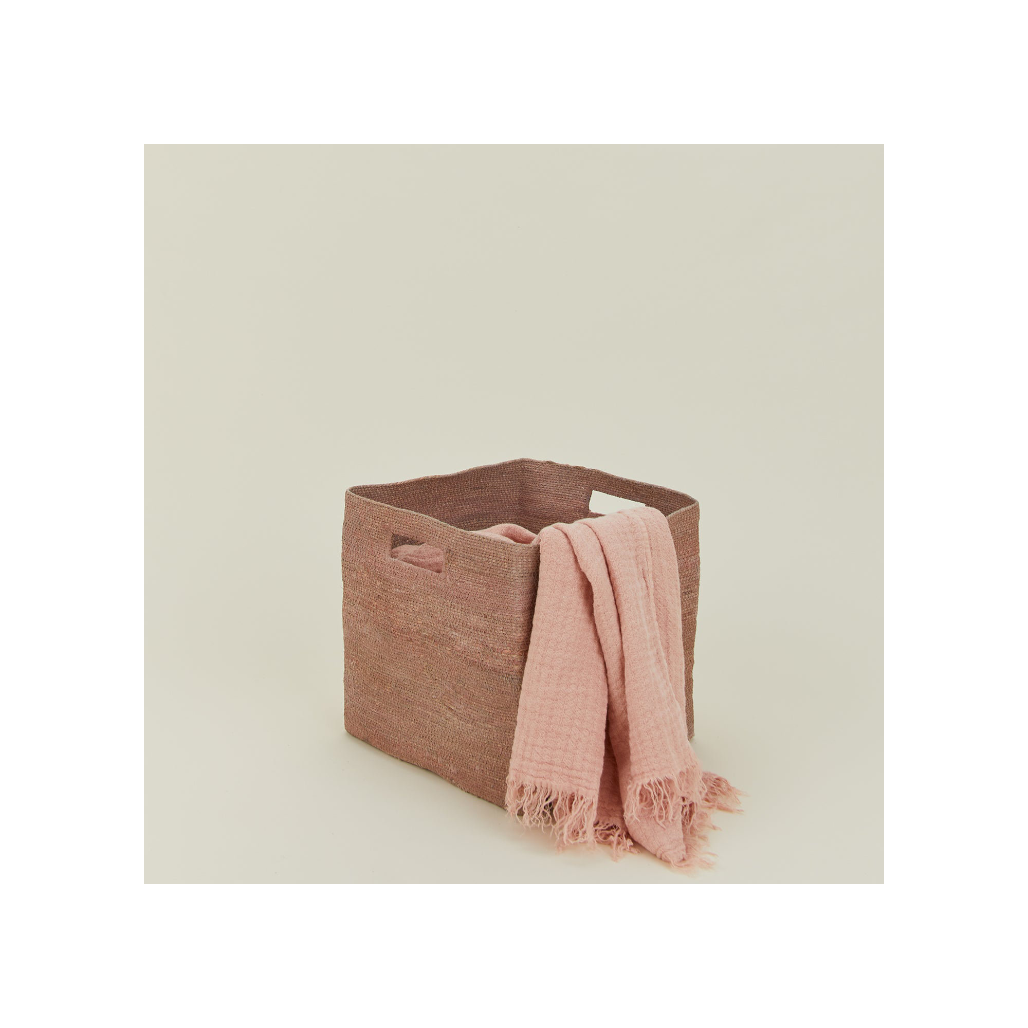 Essential Laundry Basket with Handles, 12" H x 13" W x 13" D, Blush