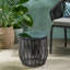 Table d'appoint de style patio en verre trempé de 15,78 pouces avec cadre en fer thermolaqué