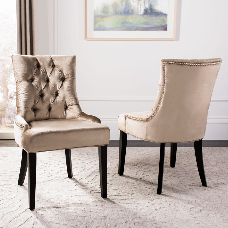 Chaise d'appoint capitonnée Abby, Sauge antique, Espresso