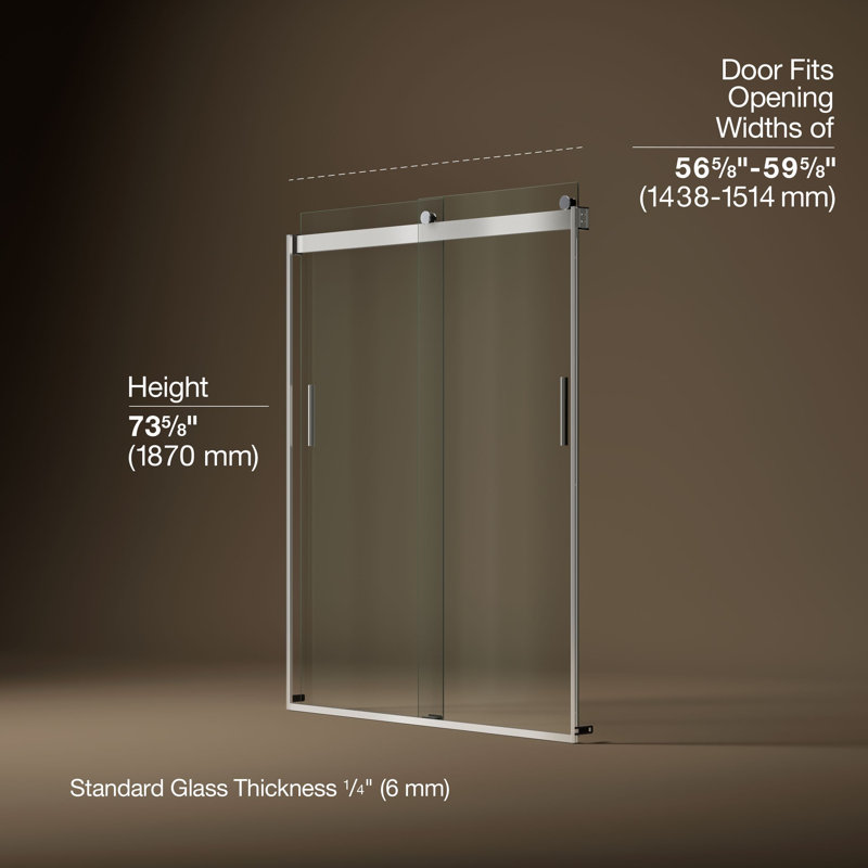 Levity 74" H x 59.63" W Bypass Shower Door with CleanCoat® Technology, Bright Silver, Crystal Clear