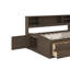 Lit de jour double en bois avec 2 armoires de chevet, tablettes et tiroirs-336590331