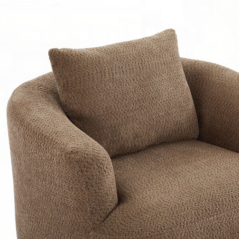 360° Swivel Accent Chair/ Upholstered Barrel Sofa with Throw Pillow for Living Room/ Bedroom/ Office and Hotel Comfort