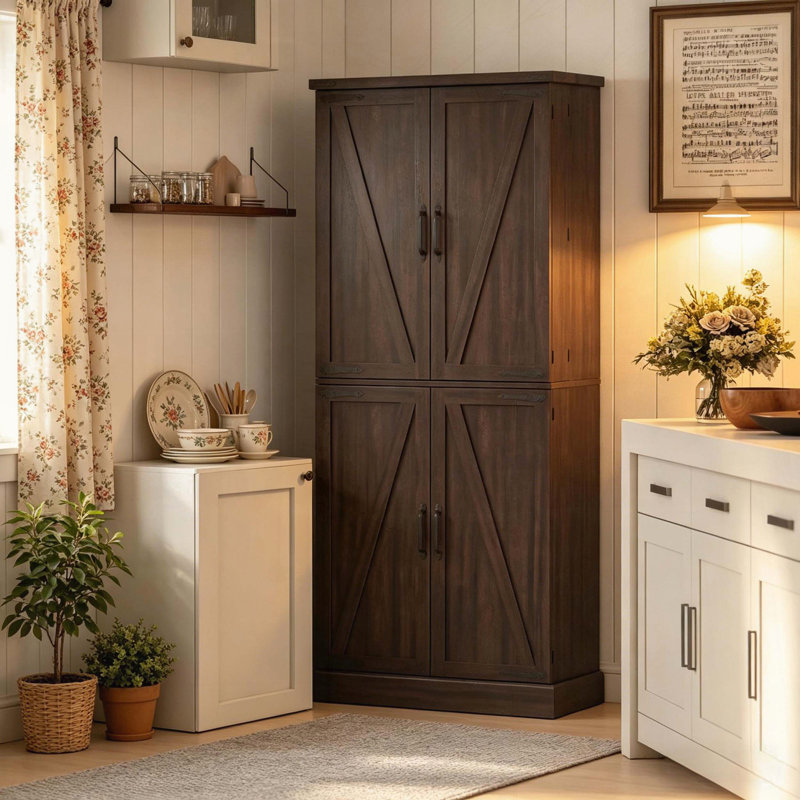Armoire garde-manger brune patinée, Brun