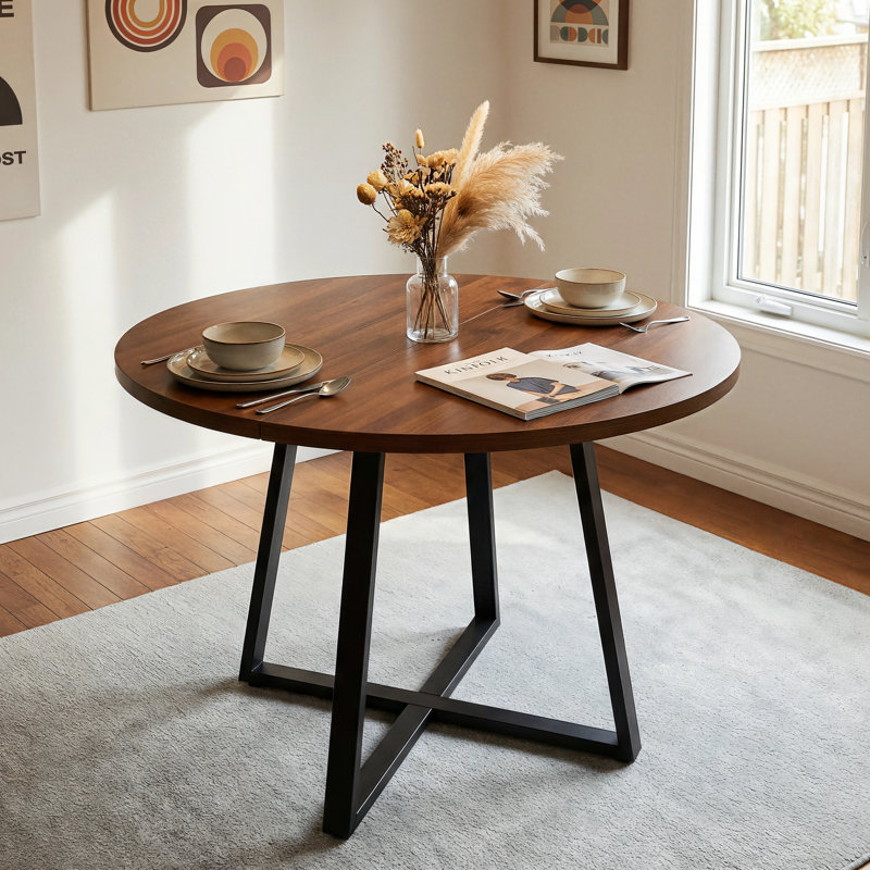 Extendable Dining Table, Oval Dining Table for Kitchen & Dining Room, 43.3''-59'', Walnut, Walnut