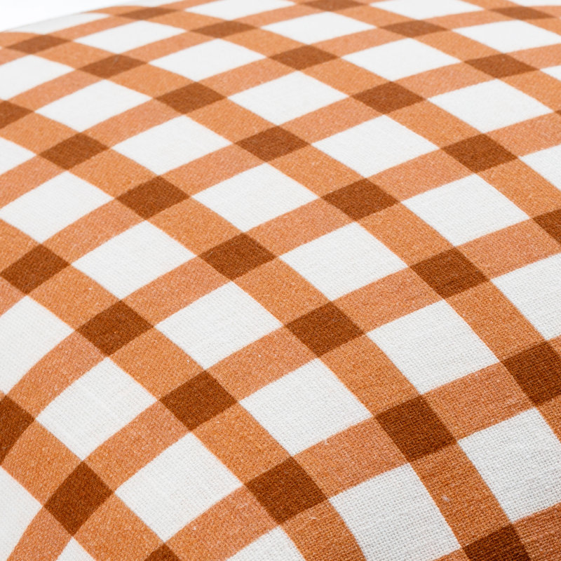 Zeppelin Plaid Cotton Reversible Throw Pillow, Down, 20" x 20", Orange Plaid