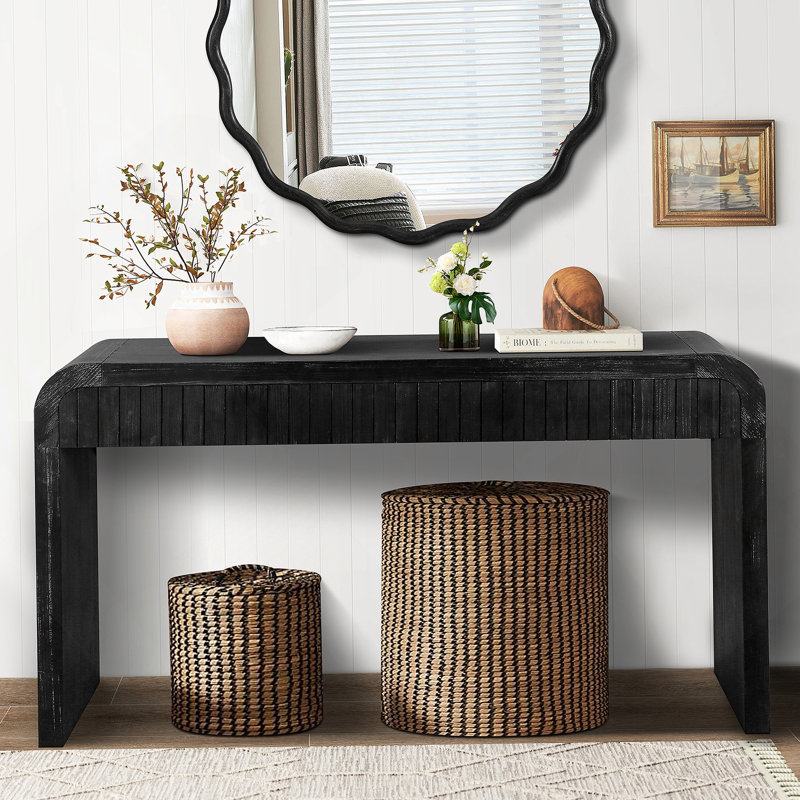 Table d'entrée vintage avec deux poignées cachées, console de style campagnard pour des entrées fonctionnelles et élégantes