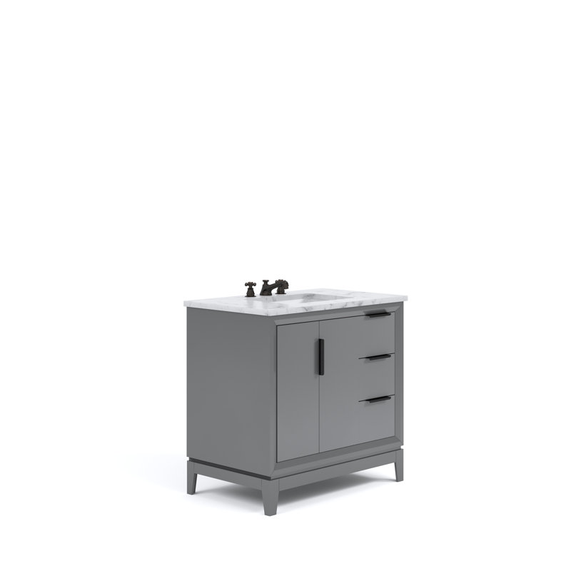 Elizabeth 36" Single Bathroom Vanity Set with Mirror, Cashmere Gray, Standard